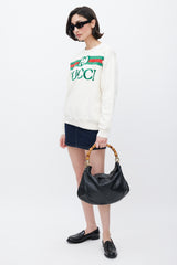 Gucci Black Leather Bamboo Two Way Bag