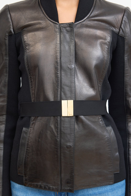 Gucci Black Leather Belted Jacket