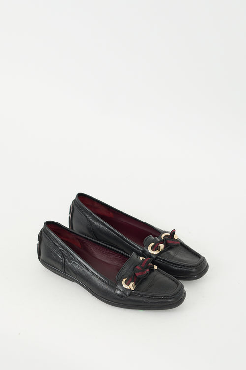 Gucci Black Leather Bow Loafer