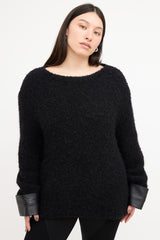 Gucci Black Leather Cuff Sweater