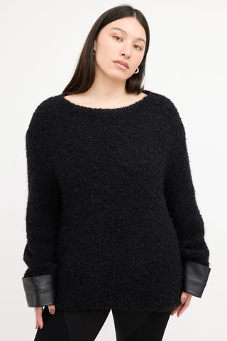 Gucci Black Leather Cuff Sweater