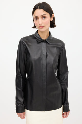 Gucci Black Leather Darted Shirt
