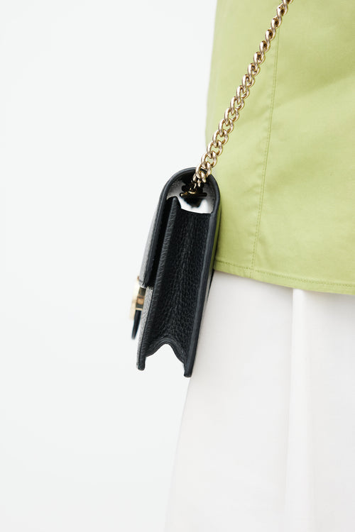 Gucci Black Leather Dollar Interlocking G Crossbody Bag