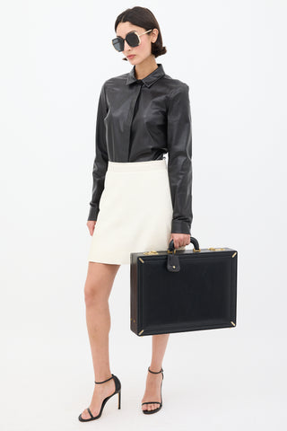 Gucci Black Leather Double Lock Suitcase