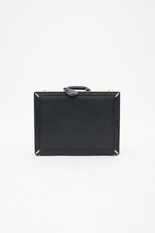 Gucci Black Leather Double Lock Suitcase