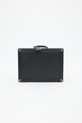 Gucci Black Leather Double Lock Suitcase