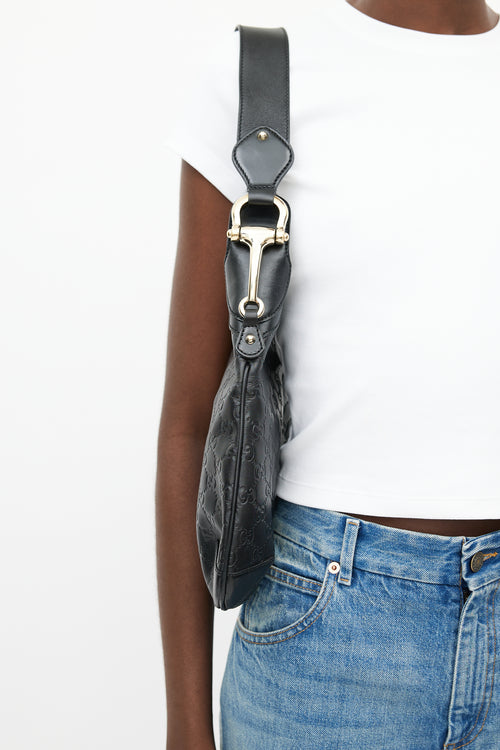 Gucci Black Monogram Creole Leather Shoulder Bag