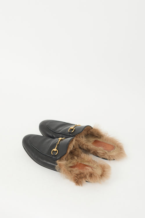 Gucci Black Leather & Fur Princetown Loafer