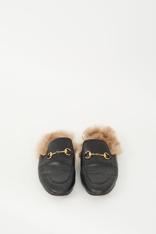 Gucci Black Leather & Fur Princetown Loafer