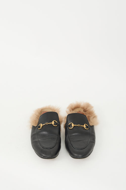 Gucci Black Leather & Fur Princetown Loafer