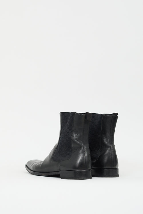 Gucci Black Leather GG Chelsea Boot