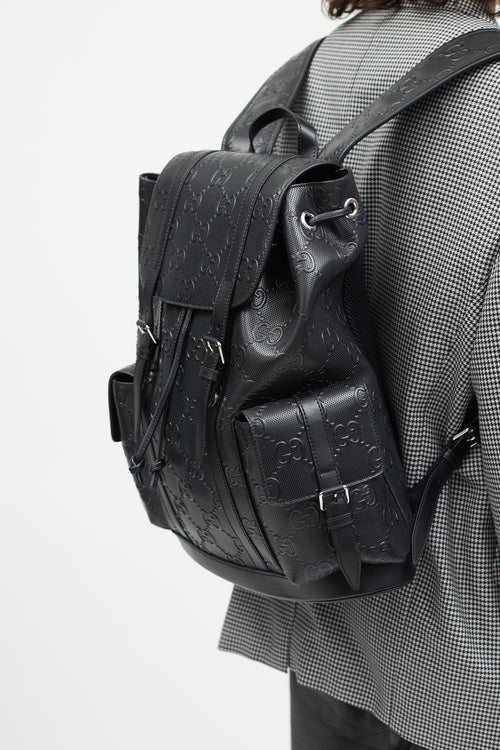 Gucci Black GG Embossed Tennis Backpack