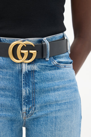 Gucci Black Leather GG Marmont Belt