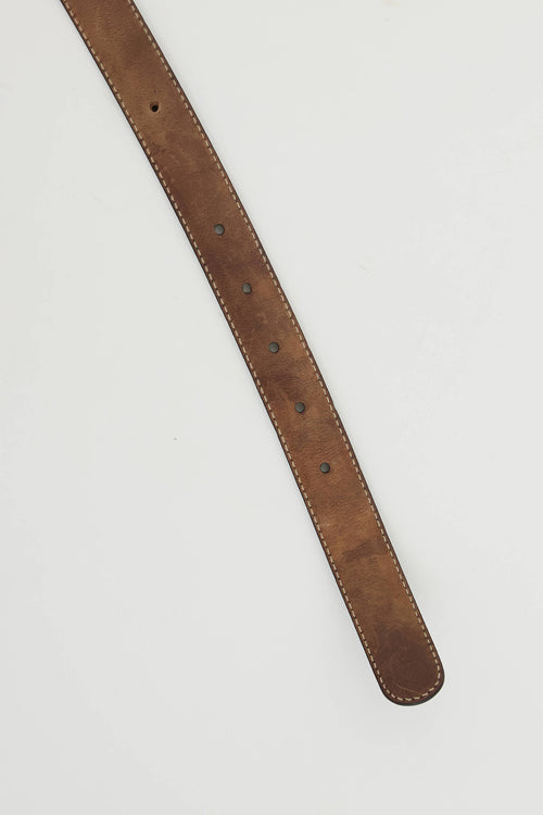 Gucci Leather Interlocking GG Buckle Belt