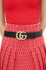 Gucci Leather Textured GG Marmont Belt