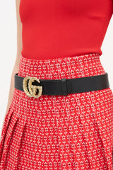 Gucci Leather Textured GG Marmont Belt