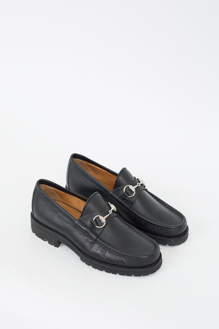 Gucci Black Leather Treaded Sole Loafer