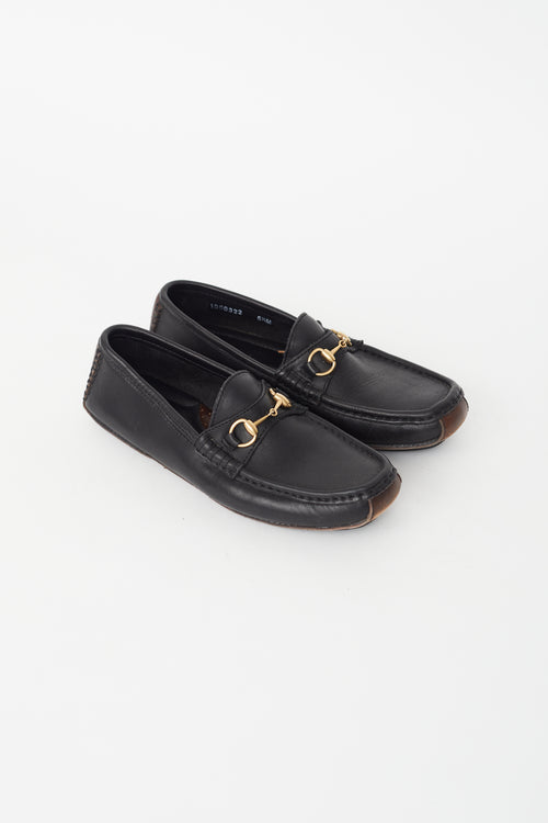 Gucci Black Leather Horsebit Loafer