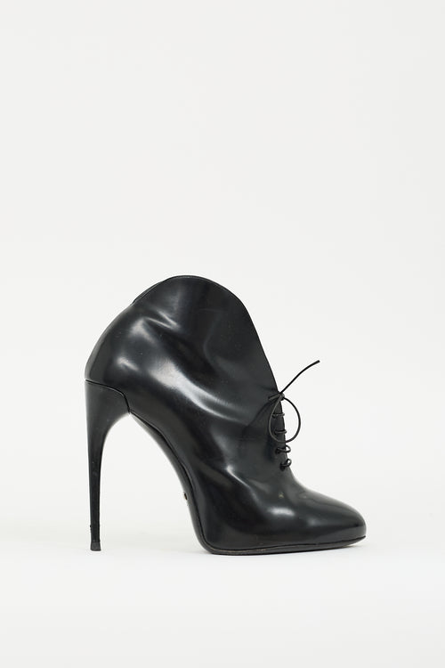 Gucci Black Leather Kim Lace Up Boot