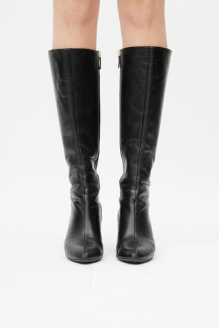 Gucci Black Leather Knee High Boot