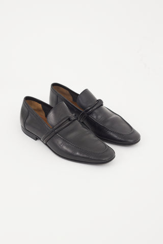 Gucci Black Leather Knot Loafer