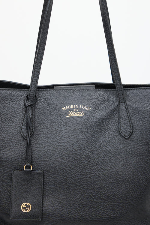 Gucci Black Leather Large Swing Tote