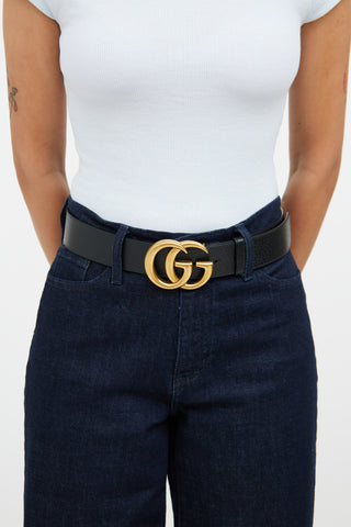 Gucci Black Leather Marmont Belt