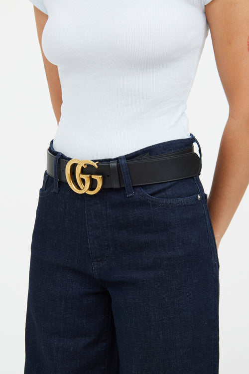 Gucci Black Leather Marmont Belt