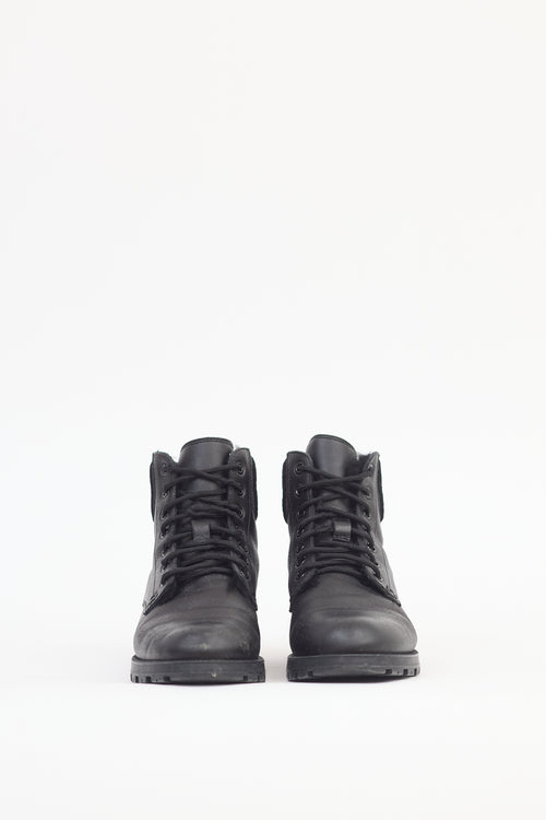 Gucci Black Leather Monogram Boot