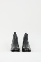 Gucci Black Leather Perforated GG Chelsea Boot