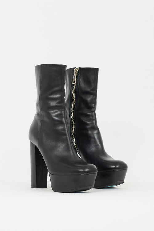 Gucci Black Leather Malaga Platform Boot