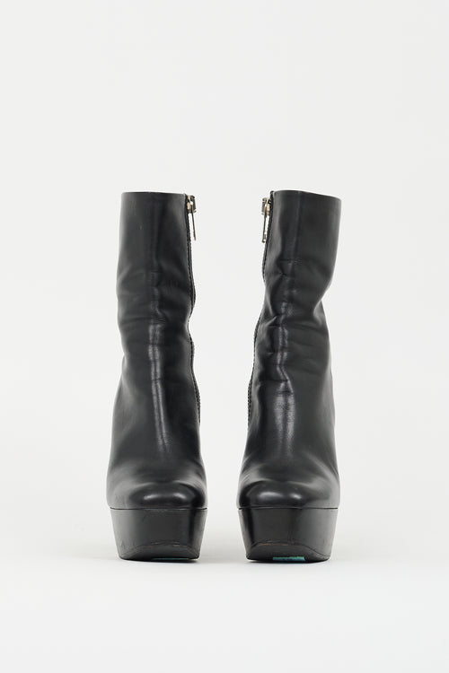 Gucci Black Leather Malaga Platform Boot