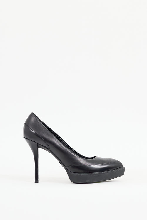 Gucci Black Leather Platform Heel