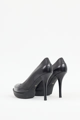 Gucci Black Leather Platform Heel