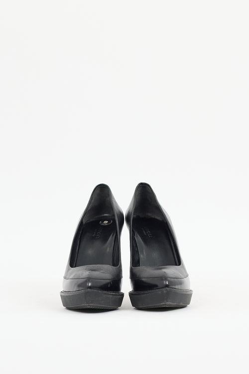 Gucci Black Leather Platform Heel