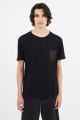 Gucci Black Leather Pocket T-Shirt