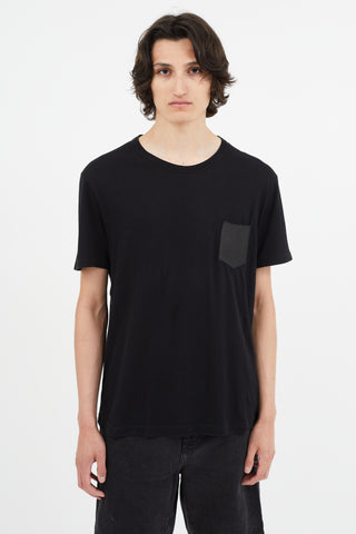 Gucci Black Leather Pocket T-Shirt