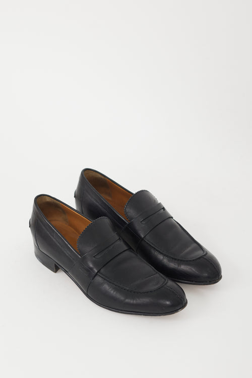 Gucci Black Leather Pointed Toe Penny Loafer