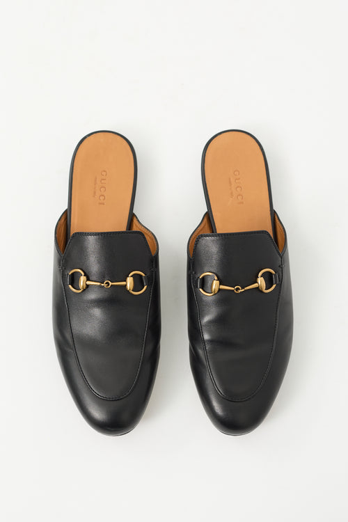 Gucci Black Leather Princetown Mule