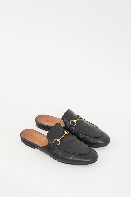 Gucci Black Leather Princetown Mule