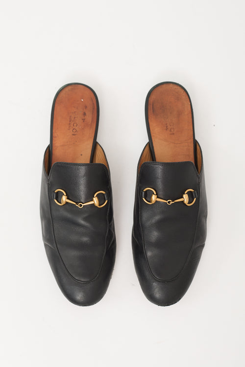 Gucci Black Leather Princetown Mule