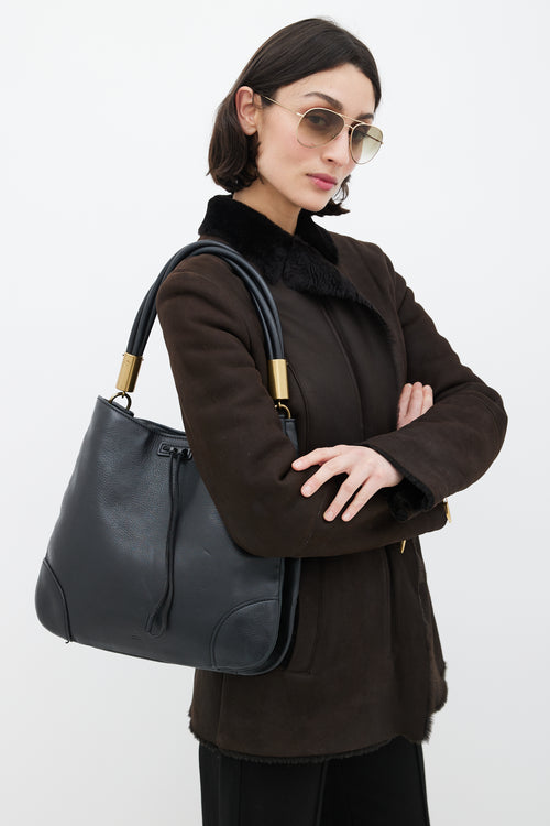 Gucci Black Leather Twist Handle Shoulder Bag