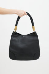 Gucci Black Leather Twist Handle Shoulder Bag