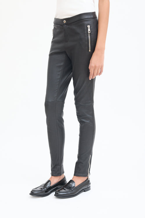 Gucci Black Leather Skinny Trouser