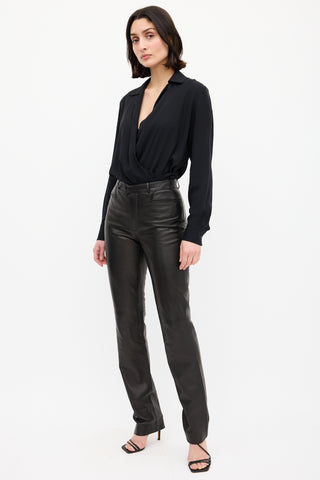 Gucci Black Leather Slim Trouser