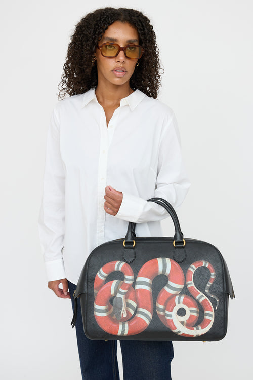 Gucci Leather Printed Duffle Bag