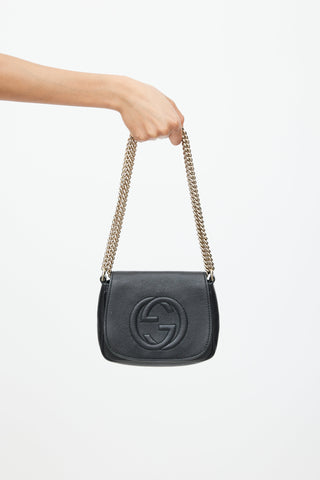 Gucci Black Leather Soho Flap Chain Shoulder Bag