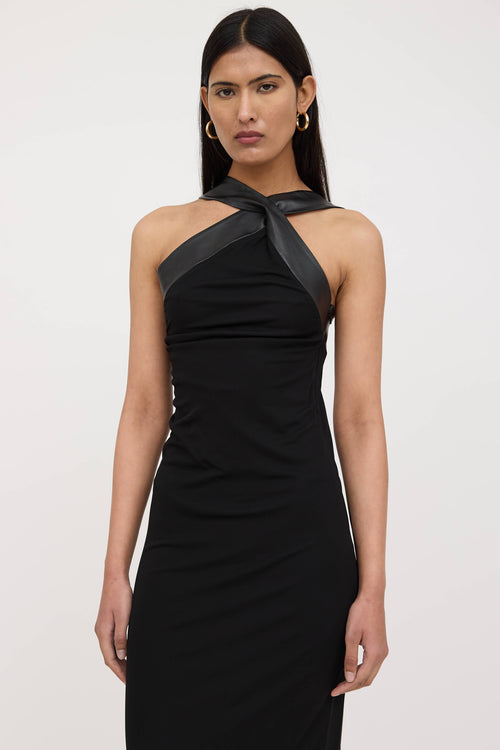 Gucci Leather Trim Maxi Dress