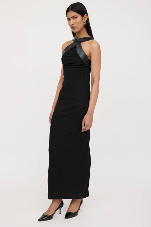 Gucci Leather Trim Maxi Dress