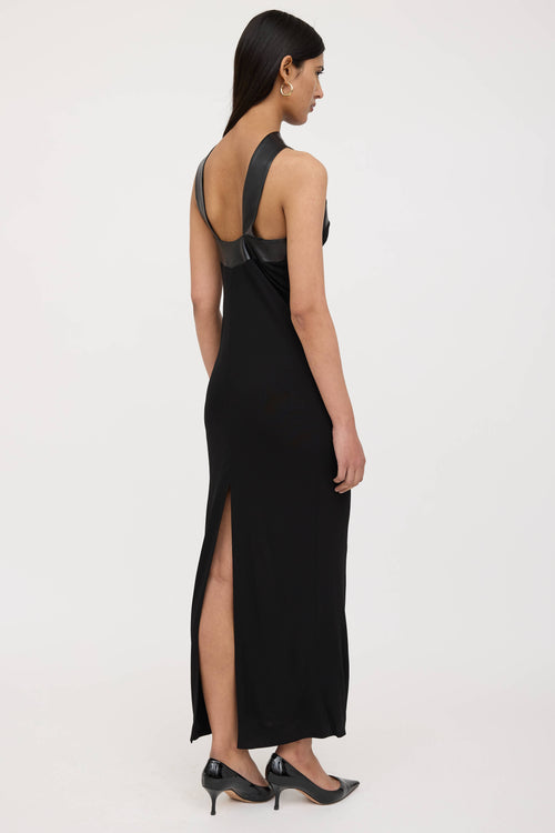 Gucci Leather Trim Maxi Dress